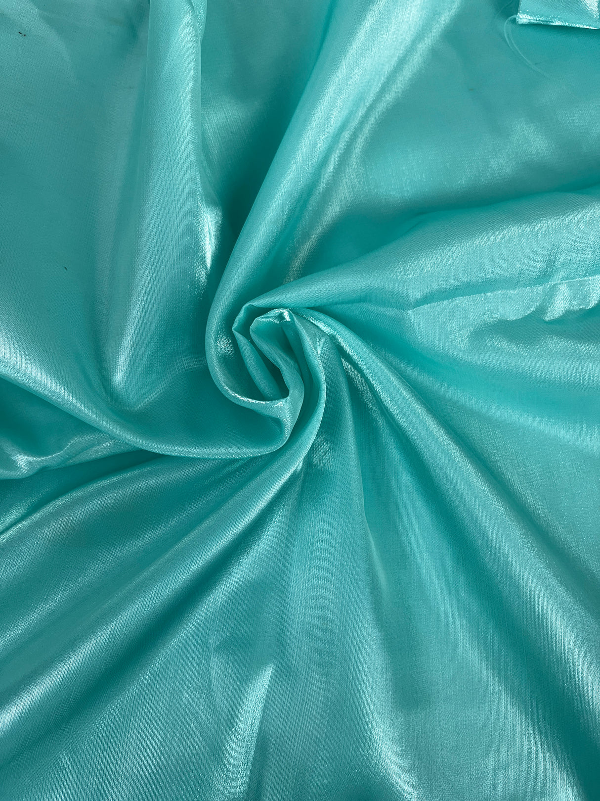 1970’s Aqua Liquid-finish Satin Polyester Fabric - BTY