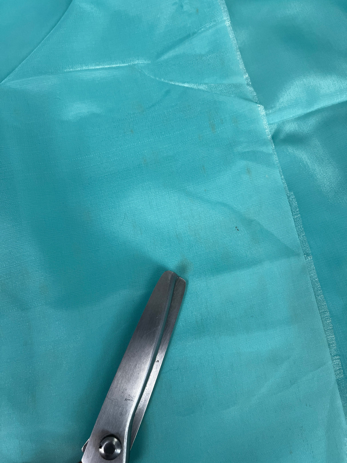 1970’s Aqua Liquid-finish Satin Polyester Fabric - BTY