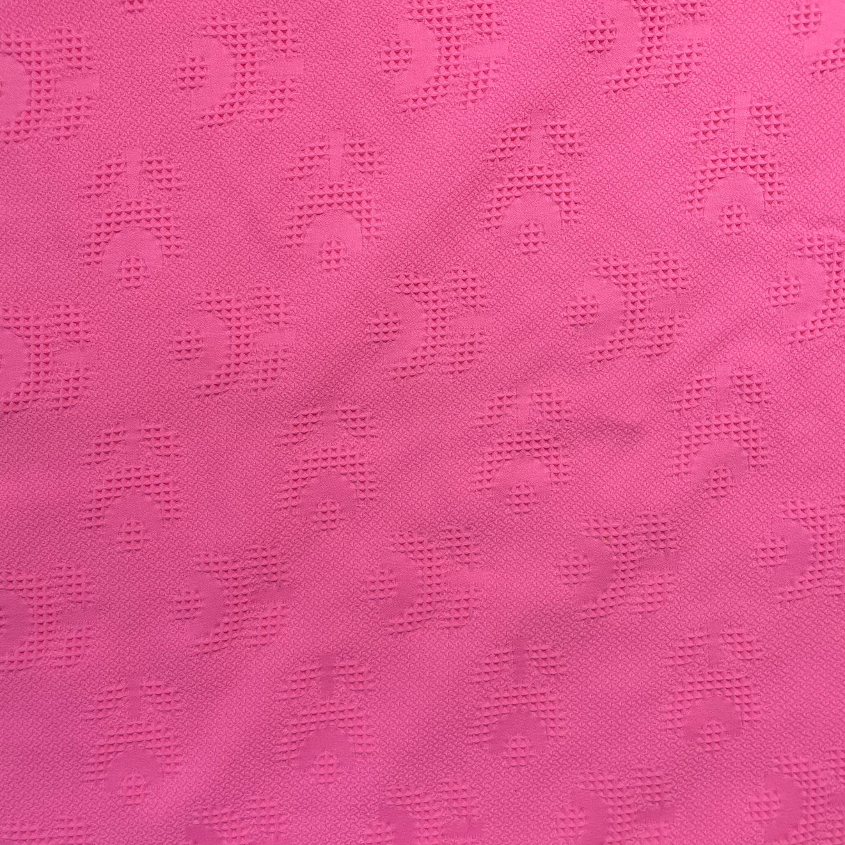 1970's Bright Pink Waffle Weave with Florals Fabric - BTY (T1)