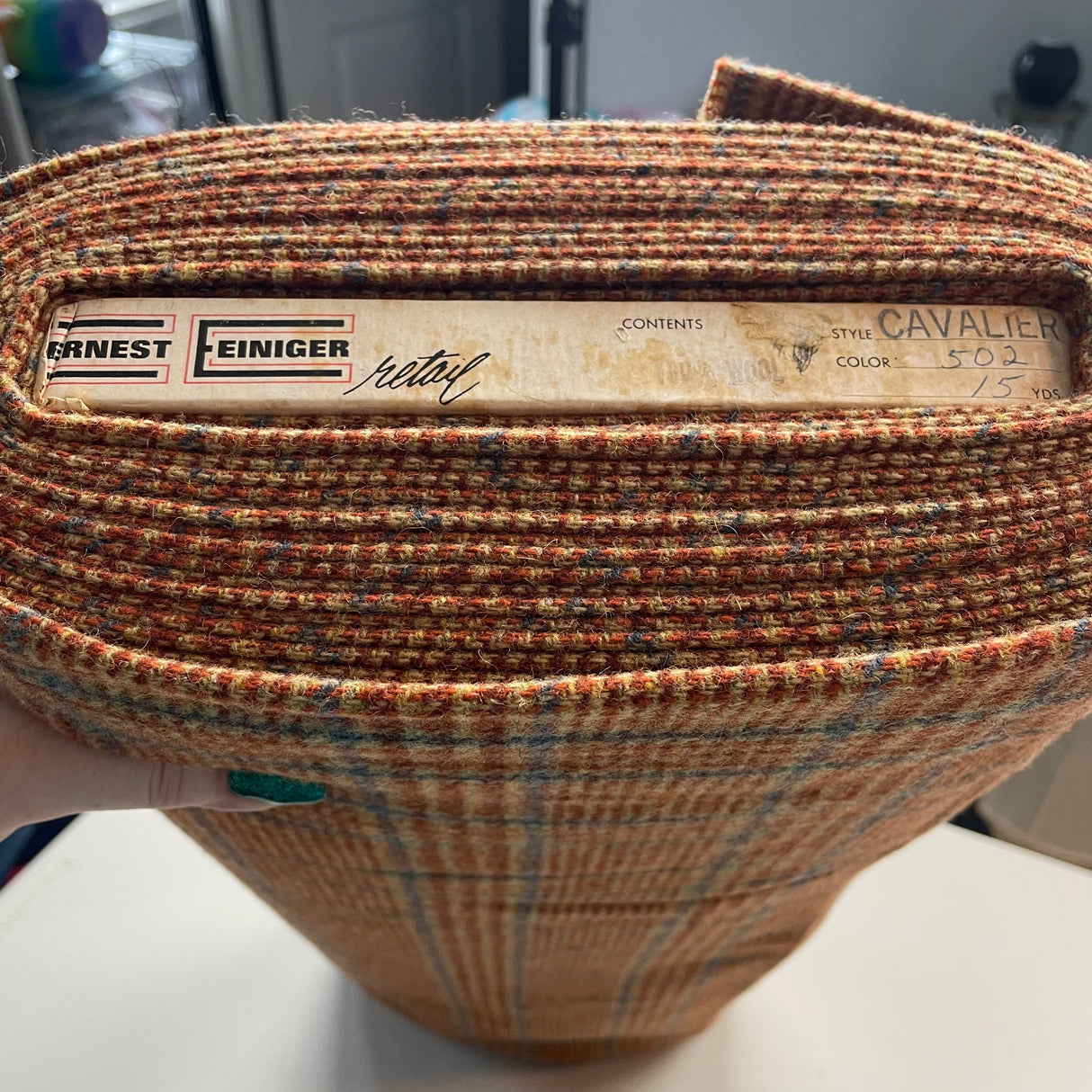 1970’s Brown and Blue Plaid Wool Fabric - BTY (G16)