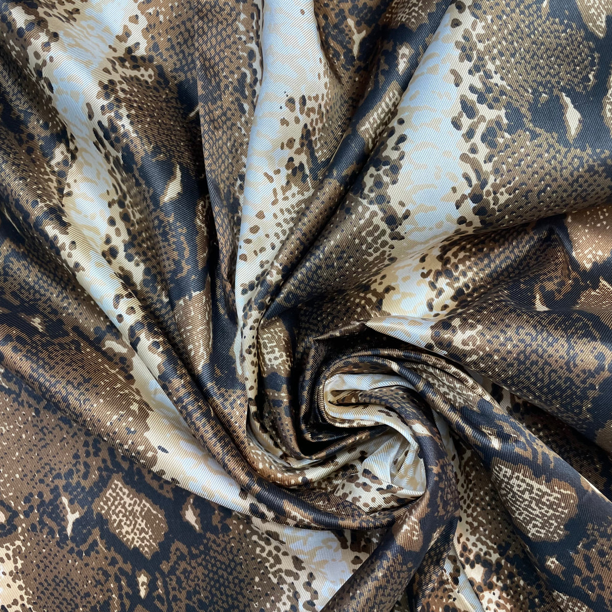 1970’s Brown Snakeskin Print Acetate Fabric - BTY (X13)