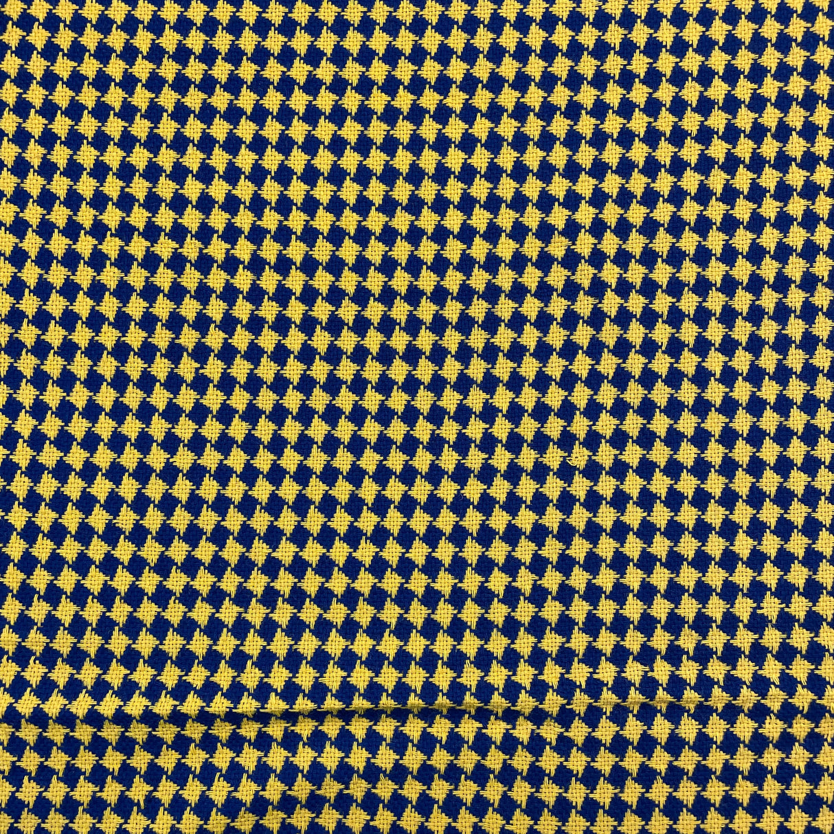 1970’s Navy Blue and Yellow Diamond Acrylic Backed Fabric - BTY (J5)