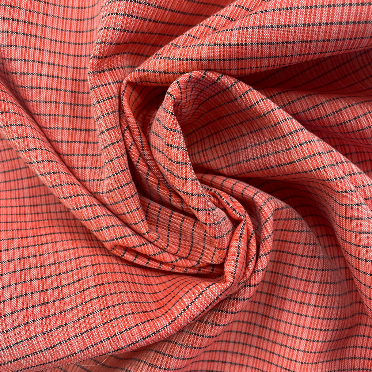 1960’s Pink and Grey Stripe Fabric - Cotton blend - BTY (S4)
