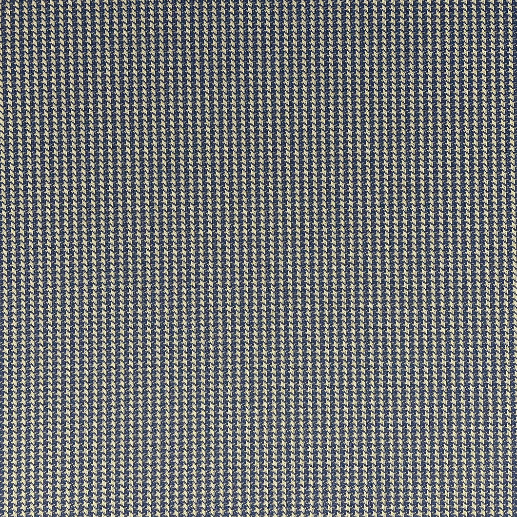 1970's Tan and Navy Houndstooth Fabric- Double Knit Polyester - BTY