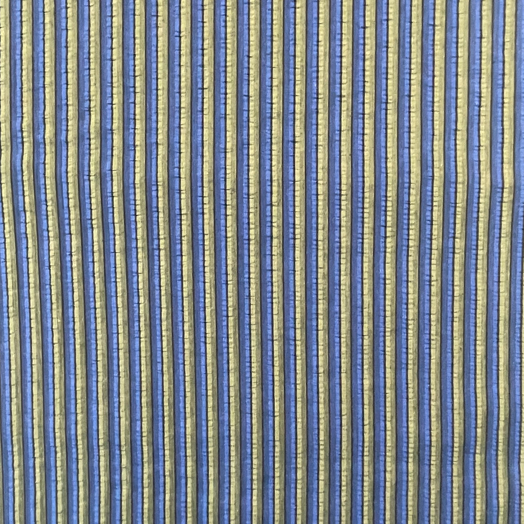 1970's Blue and Grey Semi-Sheer Cotton Blend Seersucker - BTY