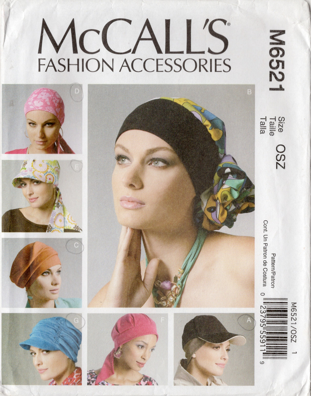2010's McCall's Hats, Wraps and Headband Pattern - Head size 20.5-23.5" - No. M6521