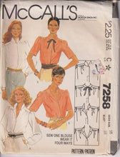 1980's McCall's Pullover Blouse Wear it Four Ways - Bust 38" - No. 7258