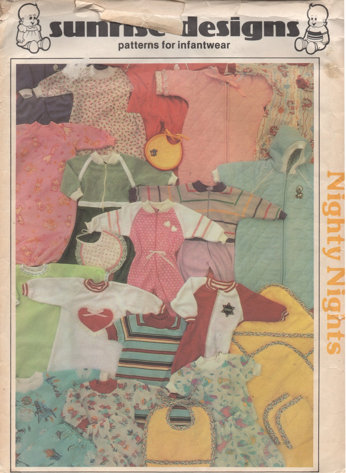 1980's Sunrise Designs Baby Pajamas and Accessories Pattern - NB-12mo - Nighty Nights