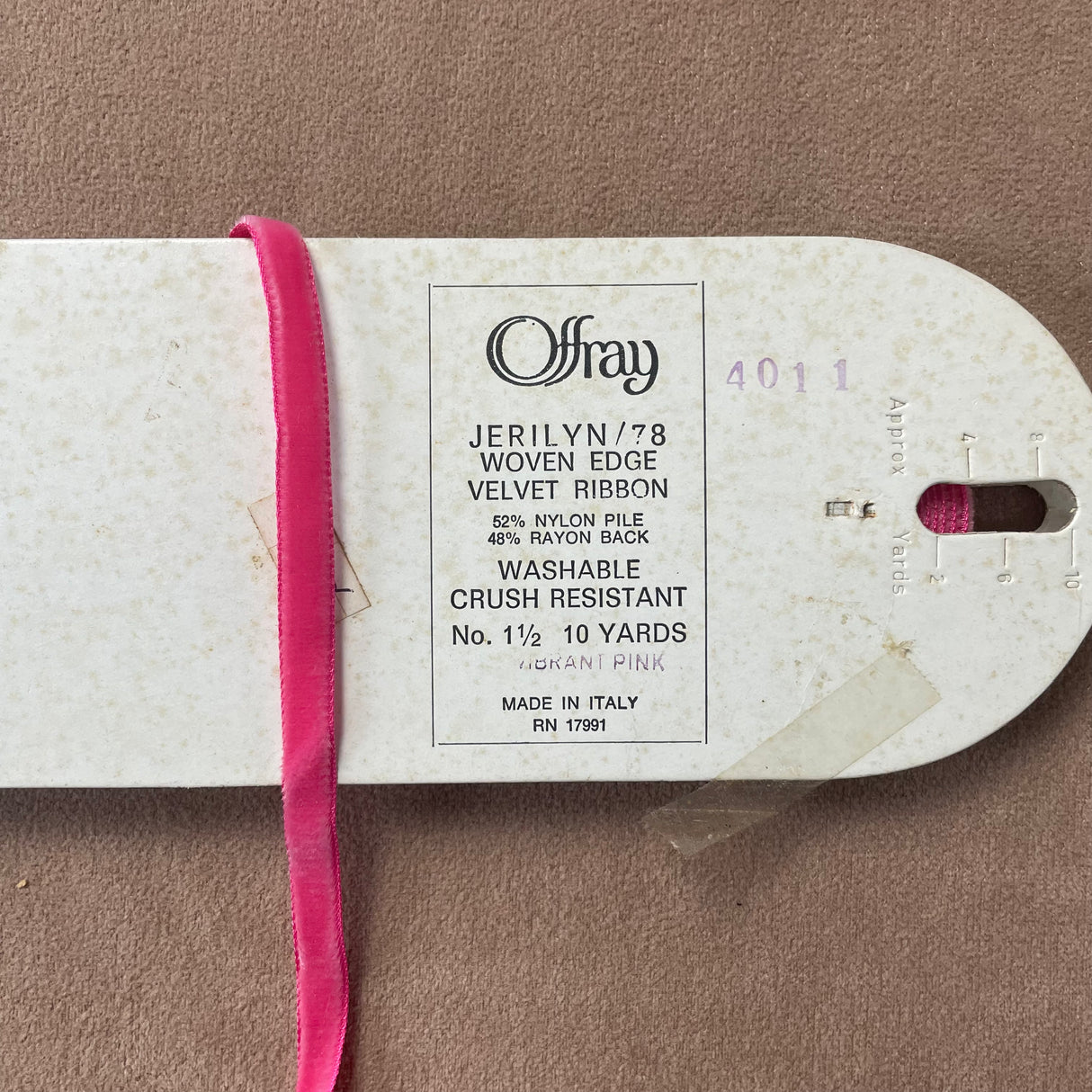 1970’s Offray Velvet Ribbon - 1/4" - Multiple colors available - BTY