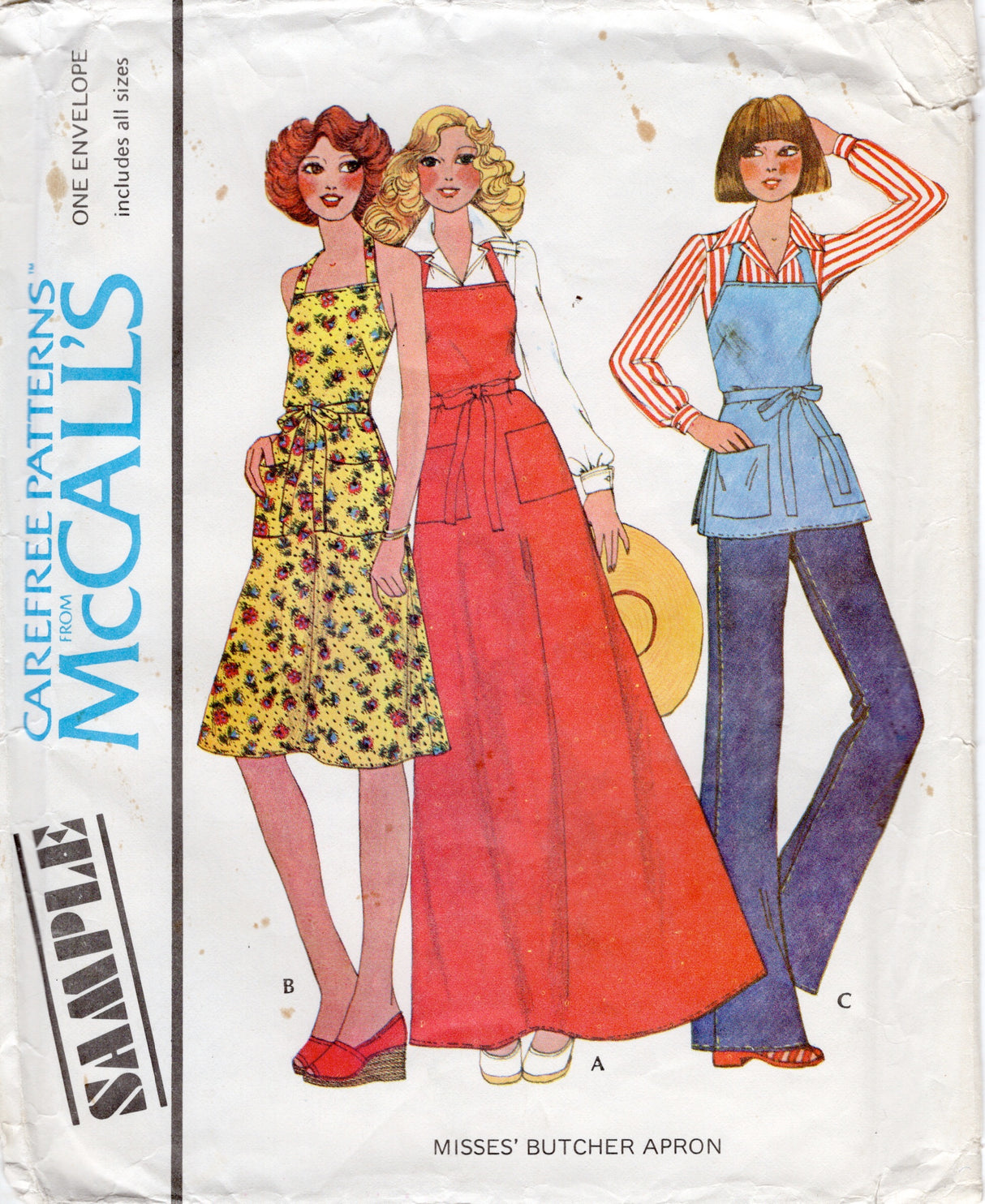 1970's McCall's Apron in three lengths and patch pockets - Bust 30.5-40" - No. SAMPLE