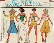 1970's McCall's Tank Top, A-line skirt and Culotte's, Pants or Shorts Pattern - Bust 31.5-38" - No. 5586