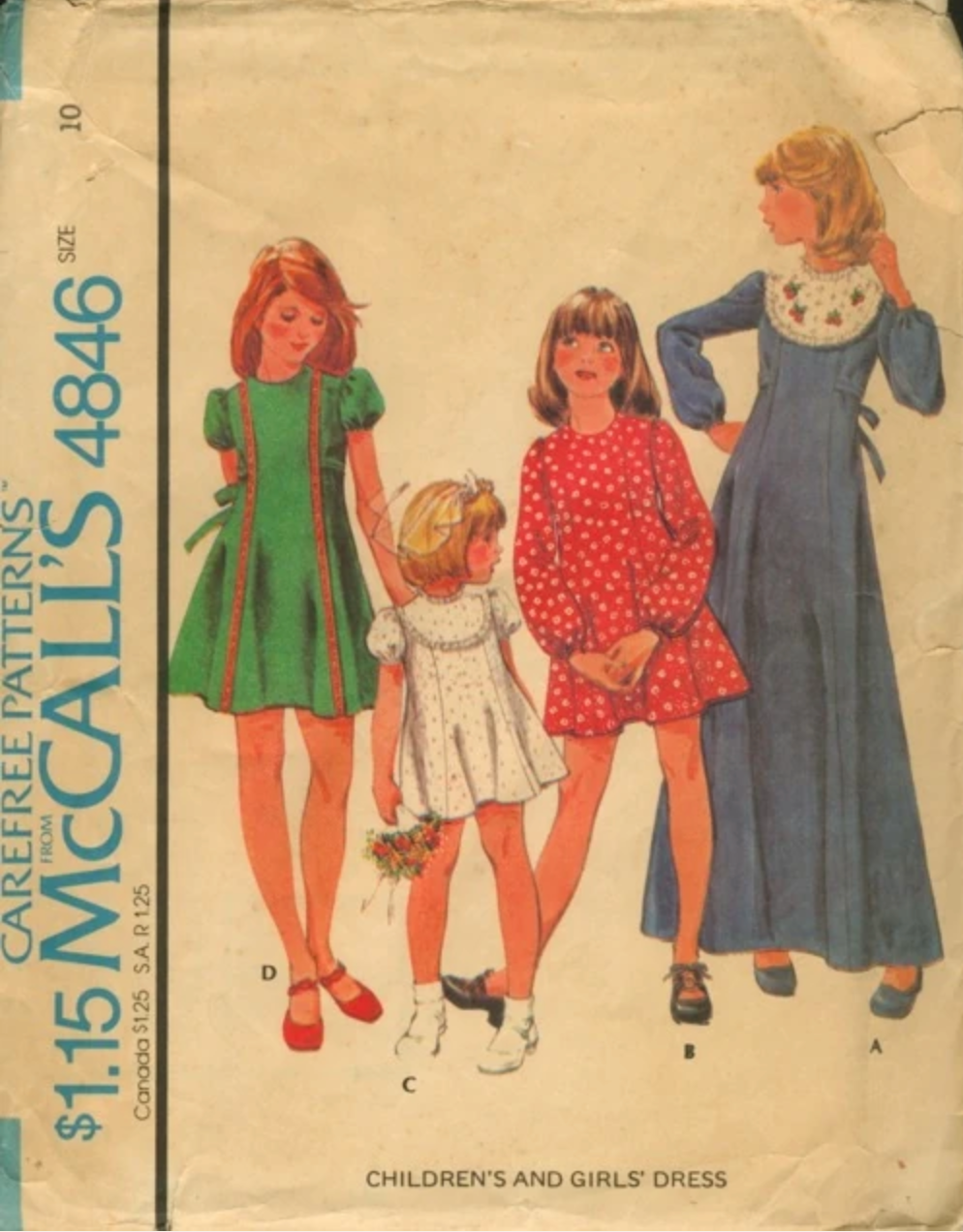1970's McCall's Child's Yoked Dress in Two Lengths pattern - Chest 23-30" - No. 4846