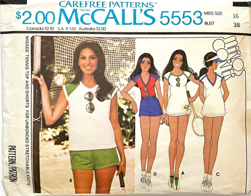 1970's McCall's Tennis Top and Shorts pattern - Bust 31.5-38" - no. 5553