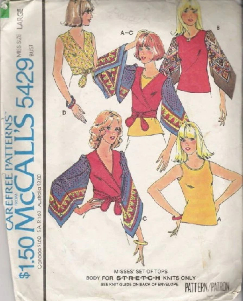 1970's McCall's Set Wrap or Camisole Tops pattern - Bust 32.5-34" - No. 5429