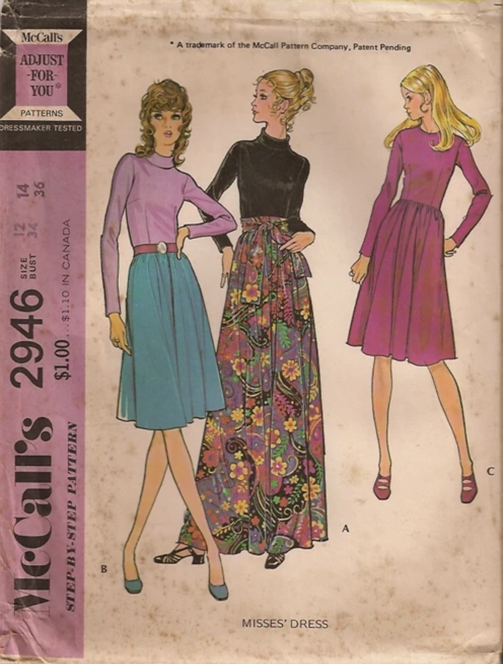 1970's McCall's Dress in two lengths pattern  - Bust 32.5-34" - No. 2946