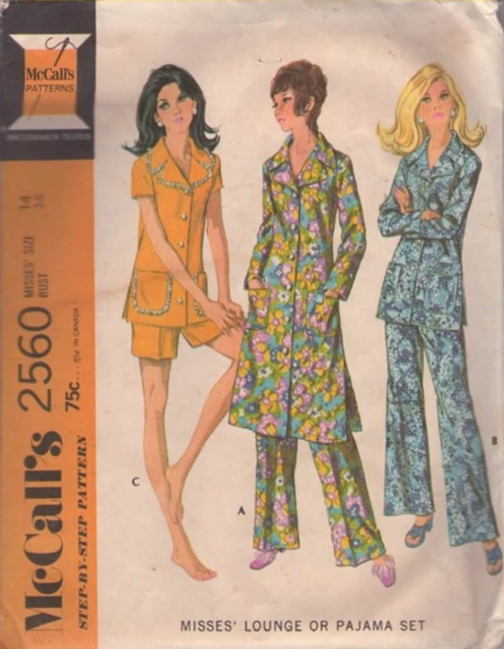 1970's McCall's Robe or Lounge Set pattern - Bust 40" - No. 2560