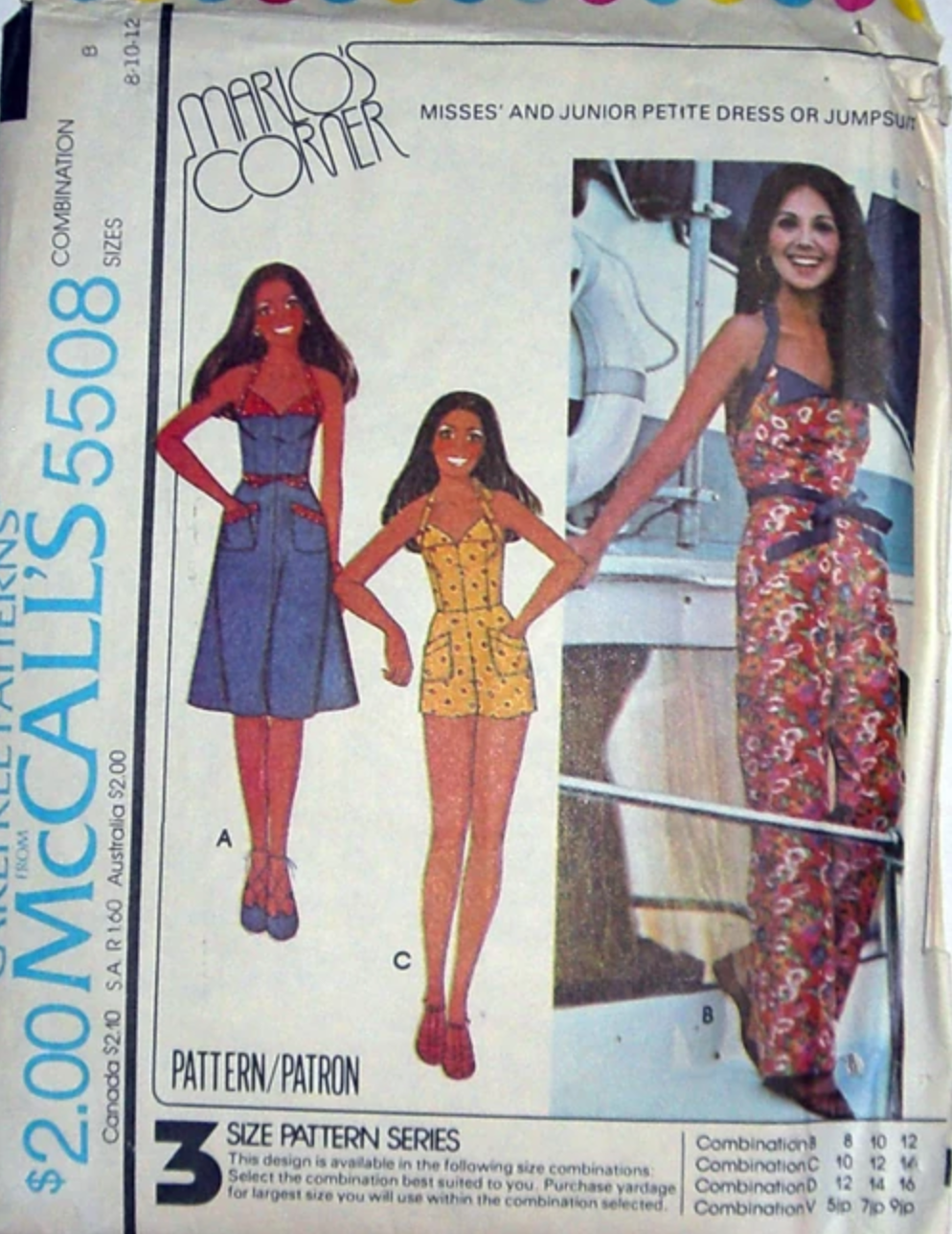 1970's McCall's Marlo's Corner Petal Top Jumpsuit, Romper or Dress Pattern - Bust 31-36" - no. 5508