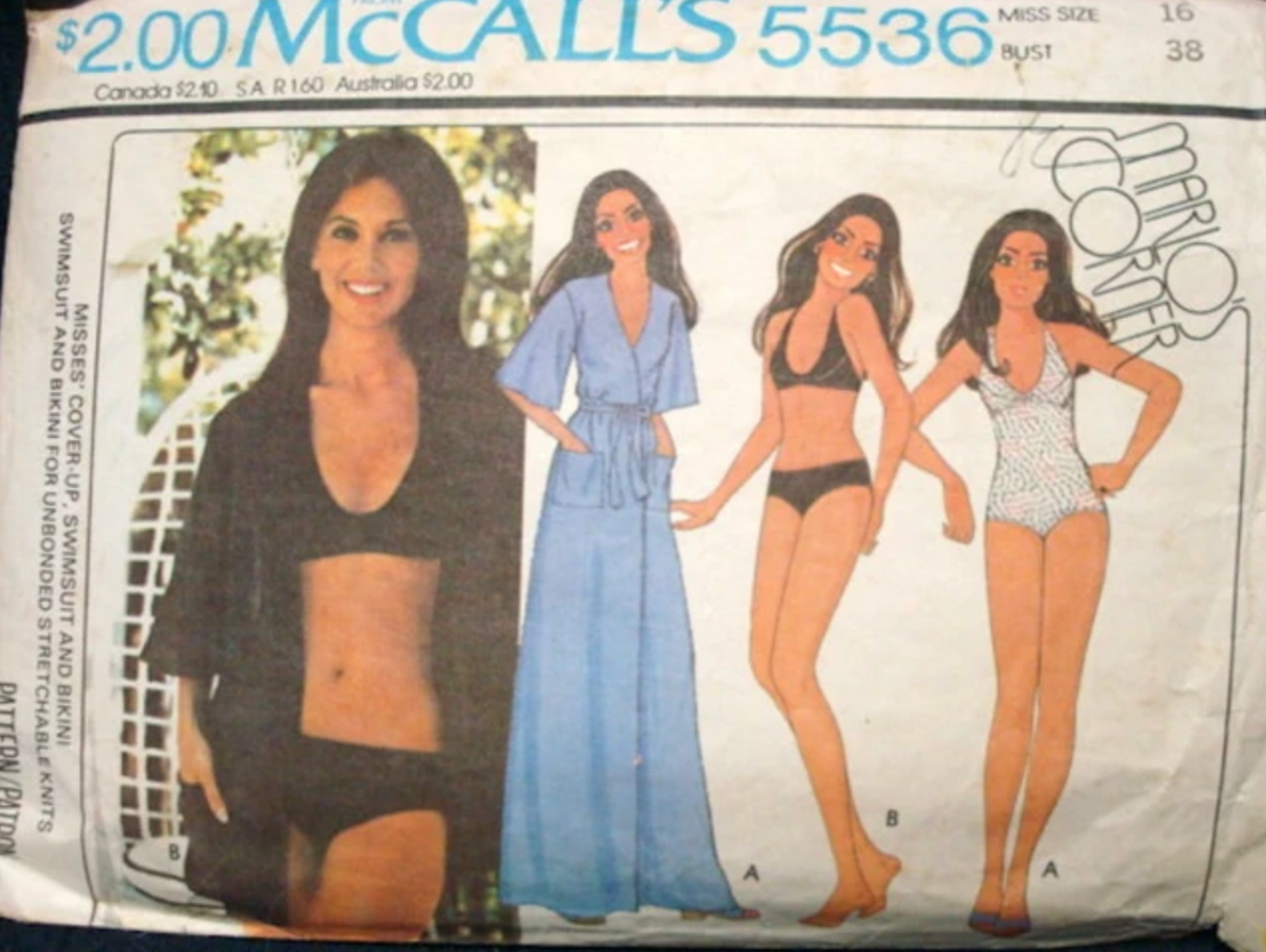 1970's McCall's Marlo's Corner Cover-Up, Swimsuit and Bikini  pattern - Bust 31-38" - no. 5536