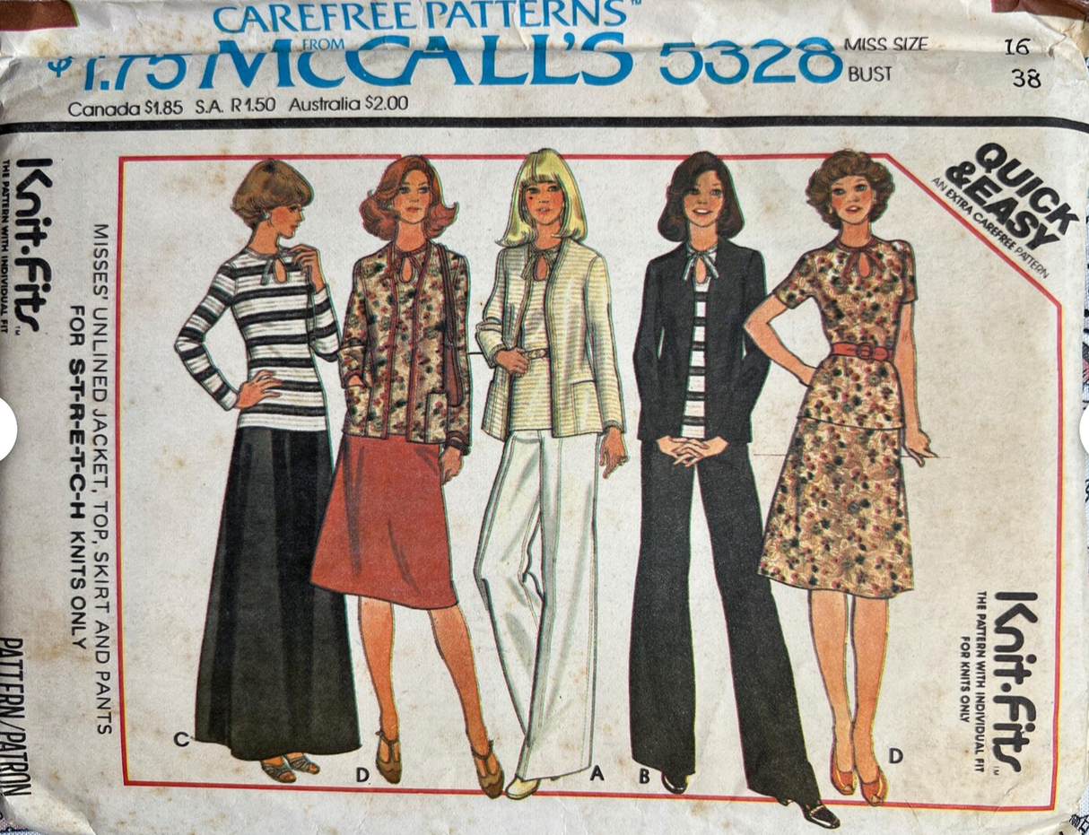 1970's McCall's Pants, Skirt, Jacket and Top pattern - Bust 30.5-34" - no. 5328