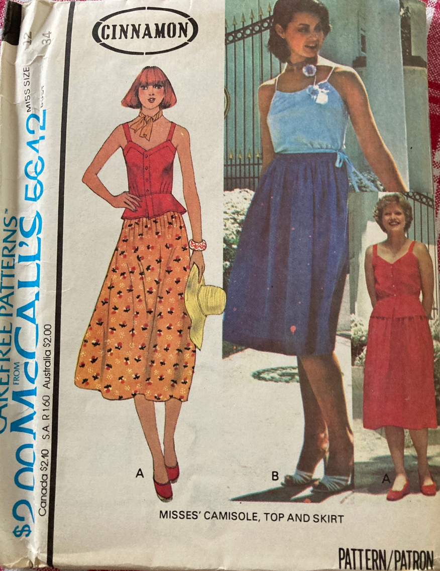 1970's McCall's CINNAMON Camisole Top and Skirt pattern - Bust 31.5-38" - no. 5642