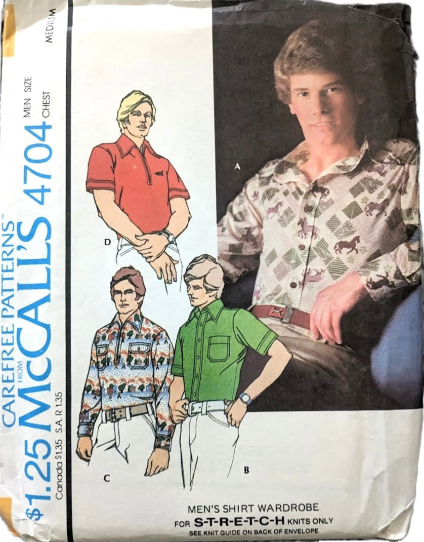 1970's McCall's Men's Shirt Wardrobe Pattern - Chest 46-48" - No. 4704