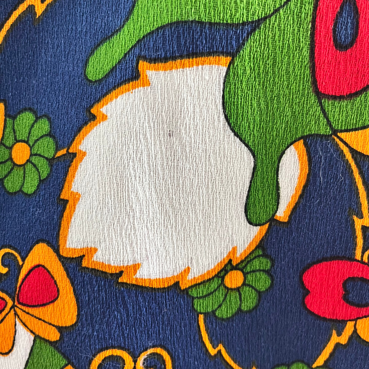 1970’s Hawaiian Butterfly Novelty Print Dress, Cotton Barkcloth - S/M