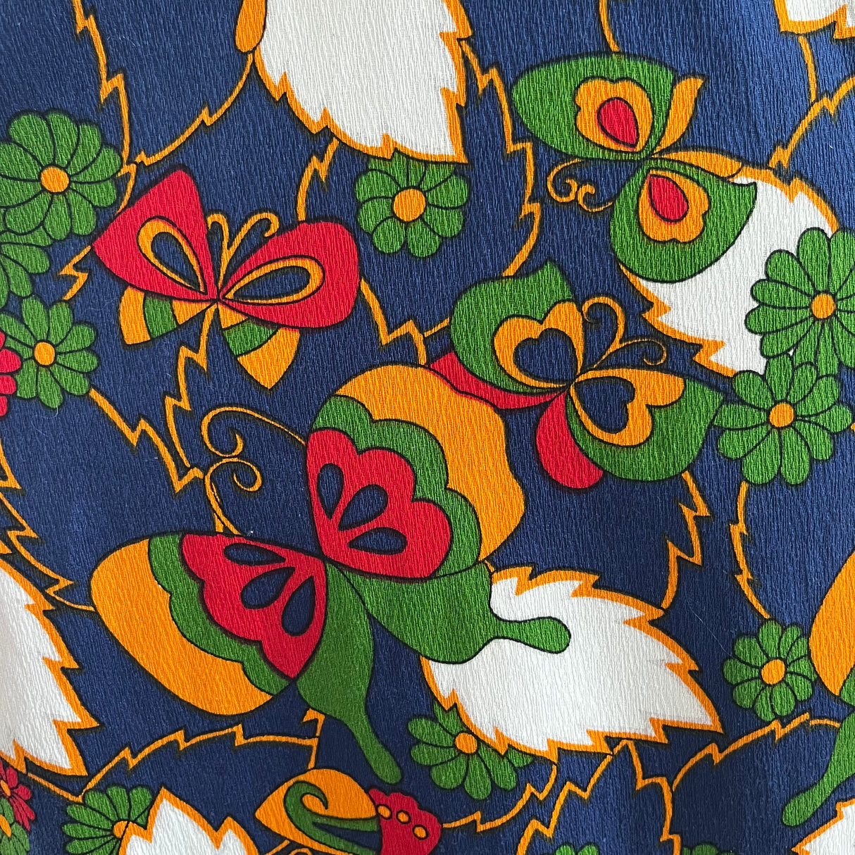 1970’s Hawaiian Butterfly Novelty Print Dress, Cotton Barkcloth - S/M