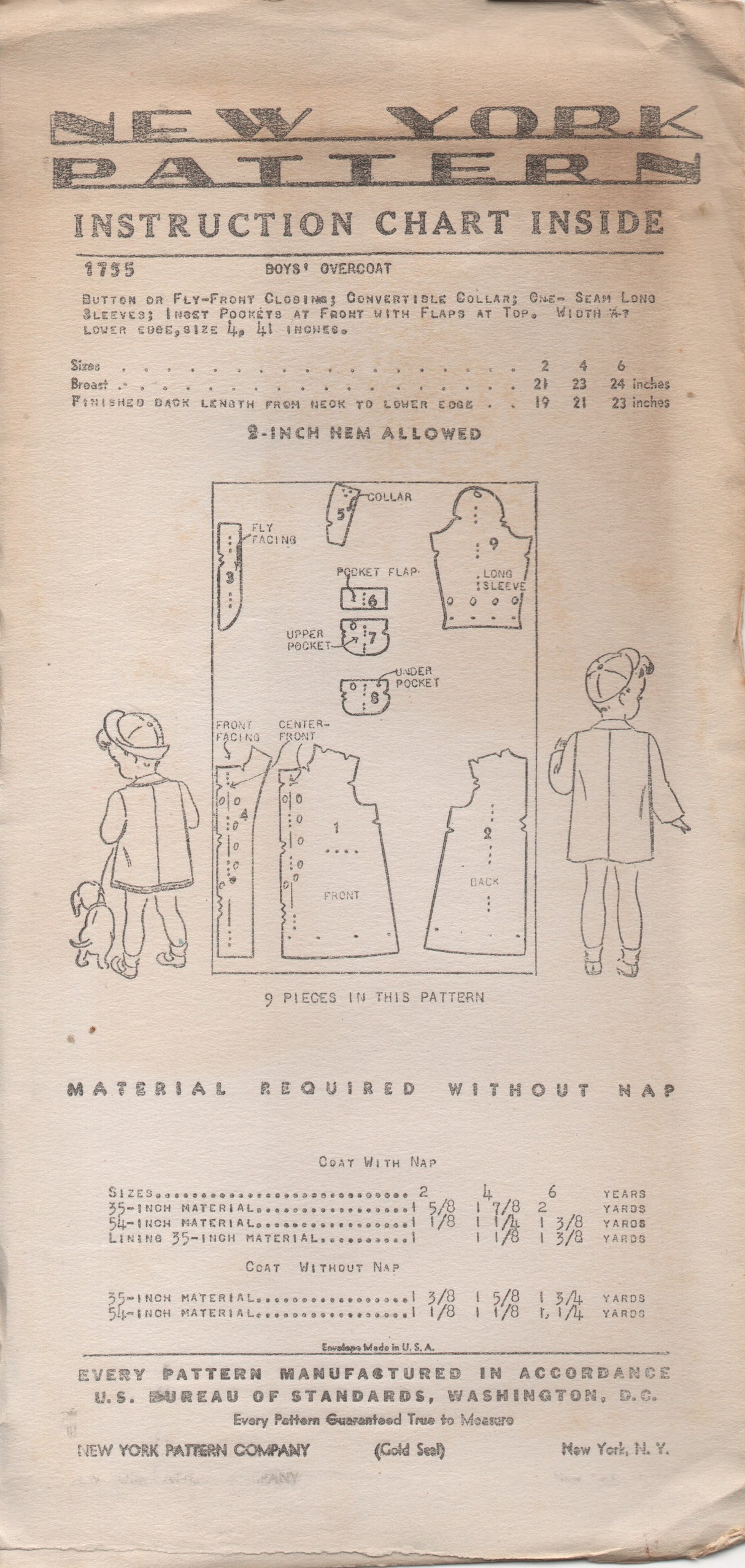 1940's New York Boy's Fly Front and Button Up Jacket - Chest 21" - No. 1755