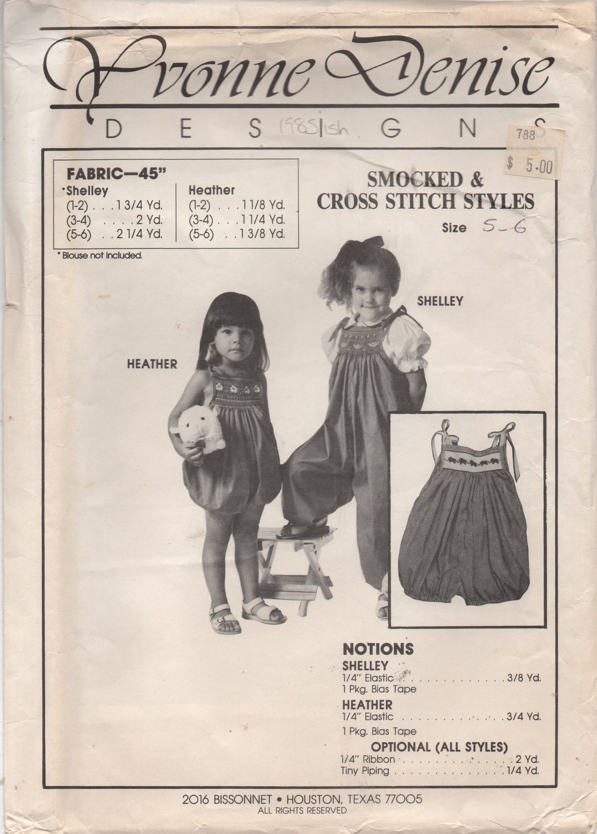 1980's Yvonne Denise Designs Romper & Jumpsuit Pattern - Size 5-6 - Shelley & Heather
