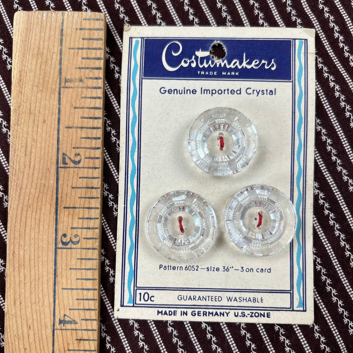 1940’s Costumakers Crystal Buttons Clear on card Backroom Finds