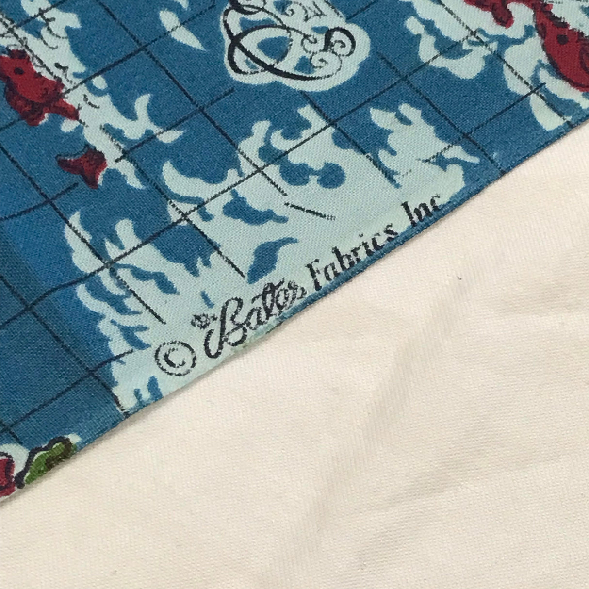 1950’s Novelty print with Ships, Mermaids and Maps cotton fabric by Bates