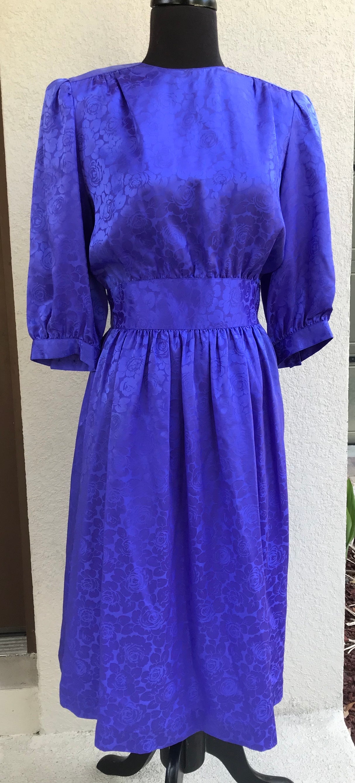 1980’s Cadaz Floral Jacquard Silk Dress - S/M