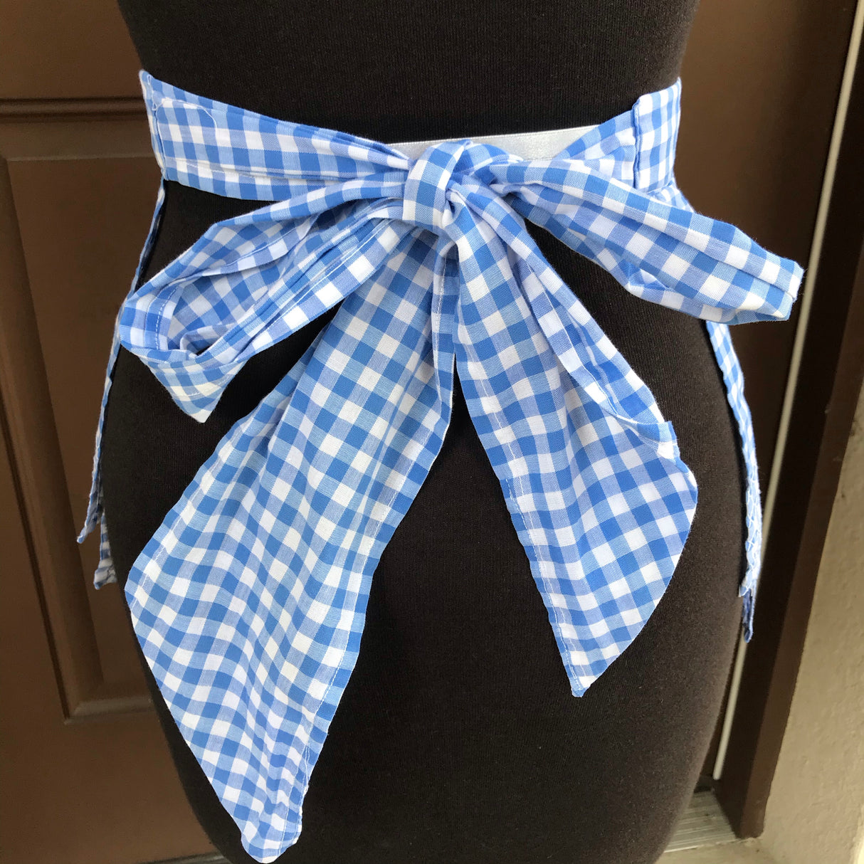 1950’s Blue Gingham with stitch detail- Half Apron - Cotton Blend
