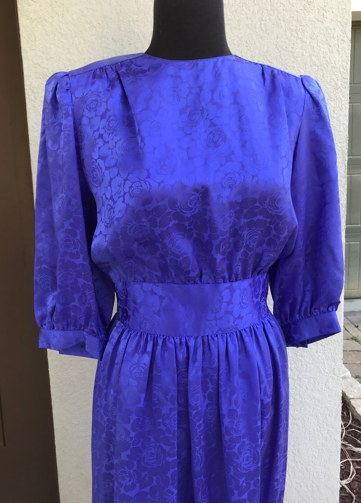 1980’s Cadaz Floral Jacquard Silk Dress - S/M