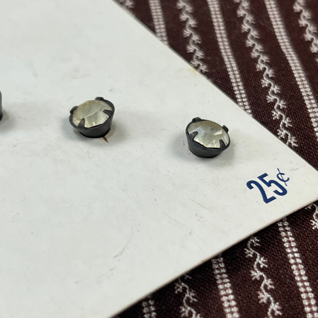 1950’s Costumakers Glass Rhinestones Buttons in metal shank - Clear - on card
