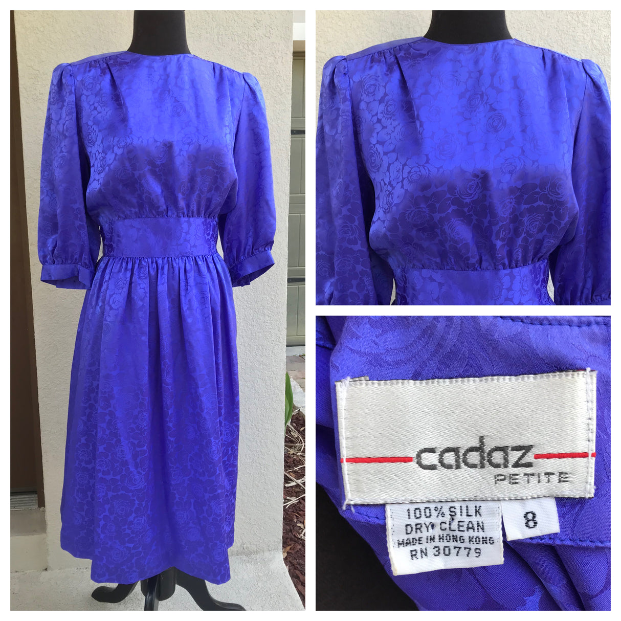 1980’s Cadaz Floral Jacquard Silk Dress - S/M