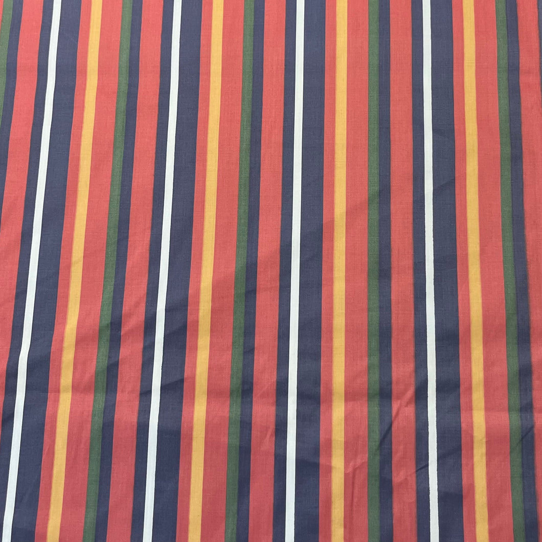 1970’s Blue, Maroon, Mustard, Green and Light Blue Stripe Fabric - BTY