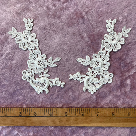 1970’s Rose Appliqué, set of 2 - Hirschberg, Schutz & Co - Cream color - deadstock - No. 2566