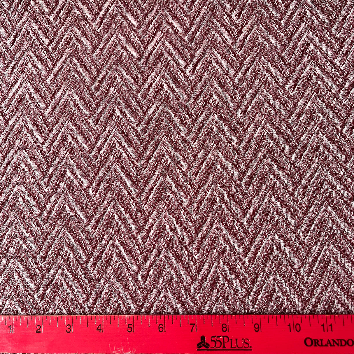 1960’s Purple and Maroon Chevron - Polyester Double Knit Fabric - BTY