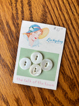 1940’s Lucky Day Pearl Buttons - Opaque - Set of 4 - 9/16" -  on card (49AB)