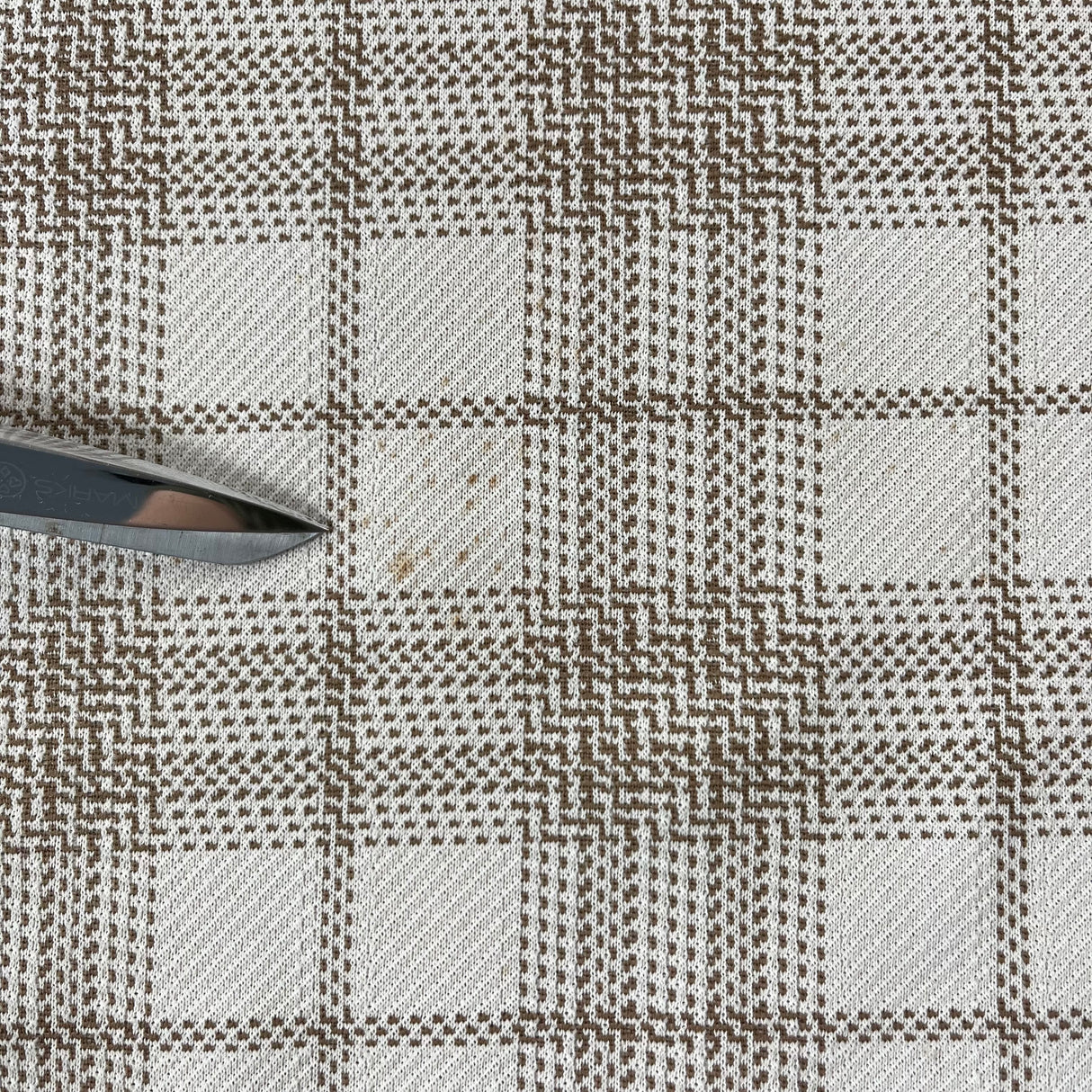 1970’s Brown and Cream Plaid Polyester Fabric