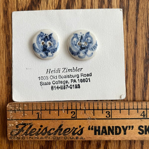 1980’s Heidi Zimbler Ceramic Buttons - Multiple Styles Available - Set of 2 - 15/16" -  on card