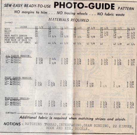 1970's Grit Princess Line Dress Pattern with Band Accents - Bust 45" - No. 1-445