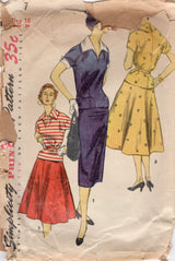 1950's Simplicity Misses' Two-Piece Dress with Skirts Pattern - Bust 34" - No. 4997