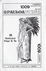 1980's Pauloa Patterns Wrap Dress with 18 was to tie - Bust 29.5-42" - No. 1009