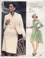 1970's Vogue Americana Button Up Shirt, Fitted Jacket and Pencil Skirt Pattern - Bill Blass - Bust 32.5" - No. 1016