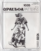 1980's Pauloa Patterns Maxi Dress with Large Yoke Pattern - Bust 29.5-44" - No. 1035