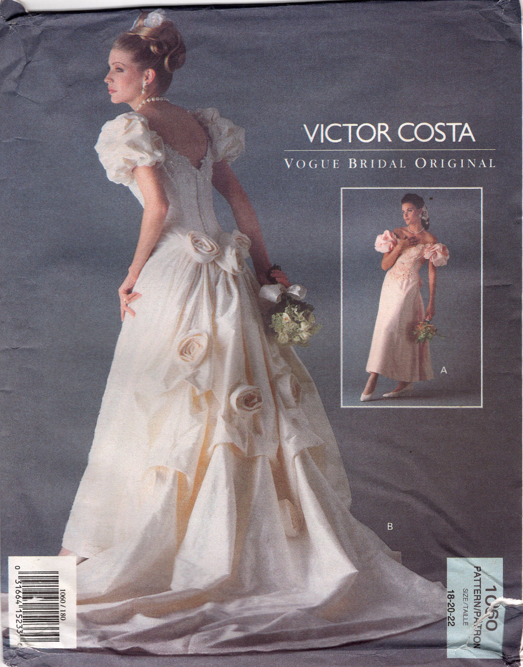 1990's Vogue Bridal Original - Victor Costa - Misses' Petite Wedding Dress Pattern - Bust 40-44