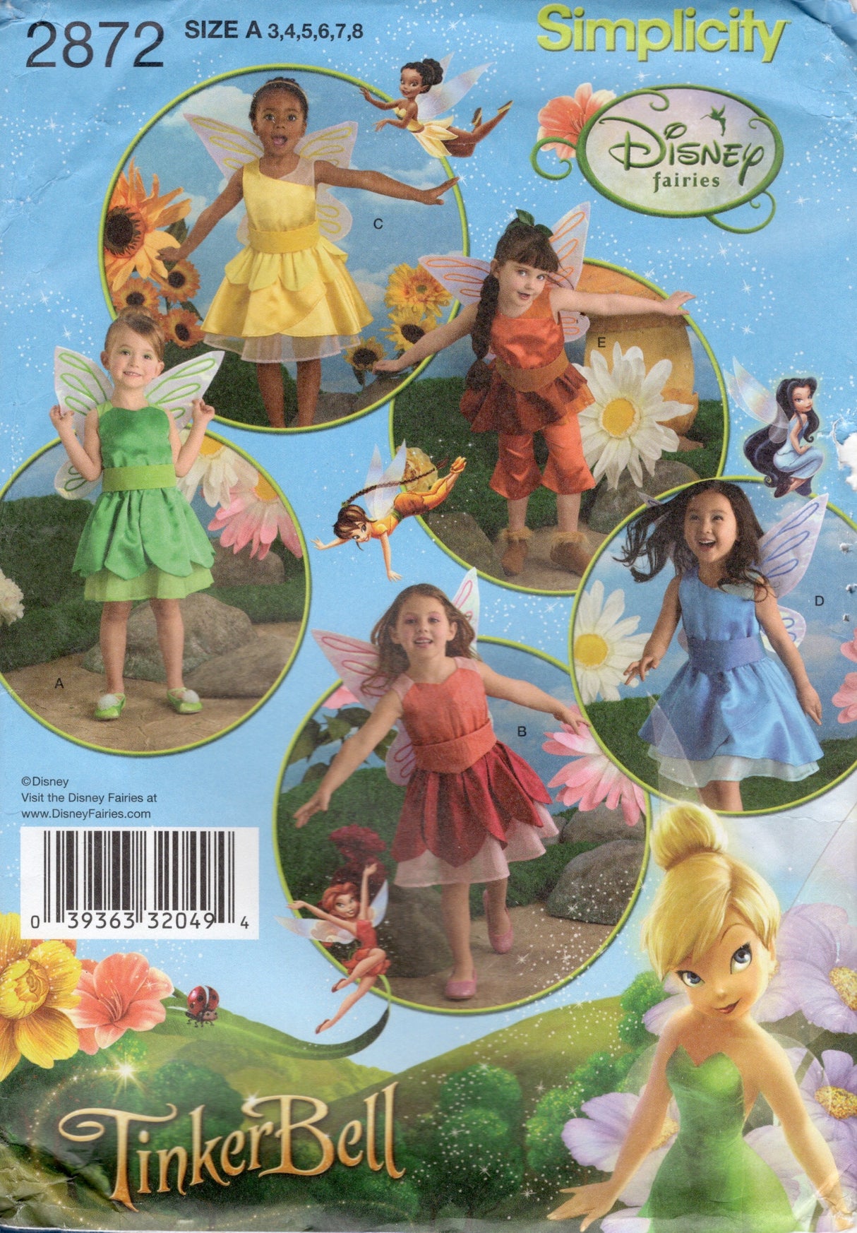 2000's Simplicity TInkerBell Disney Fairies Costume Pattern - Chest 22-27" - No. 2872