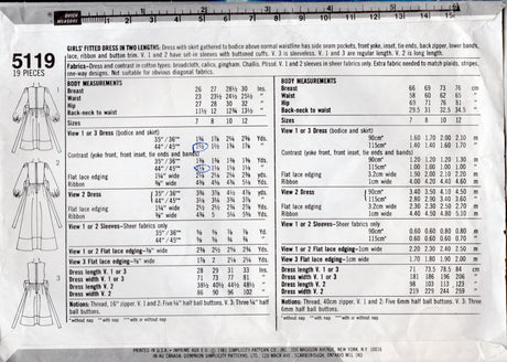 1980's Simplicity GUNNE SAX Child's Fitted Dress Pattern - Chest 26" - No. 5119